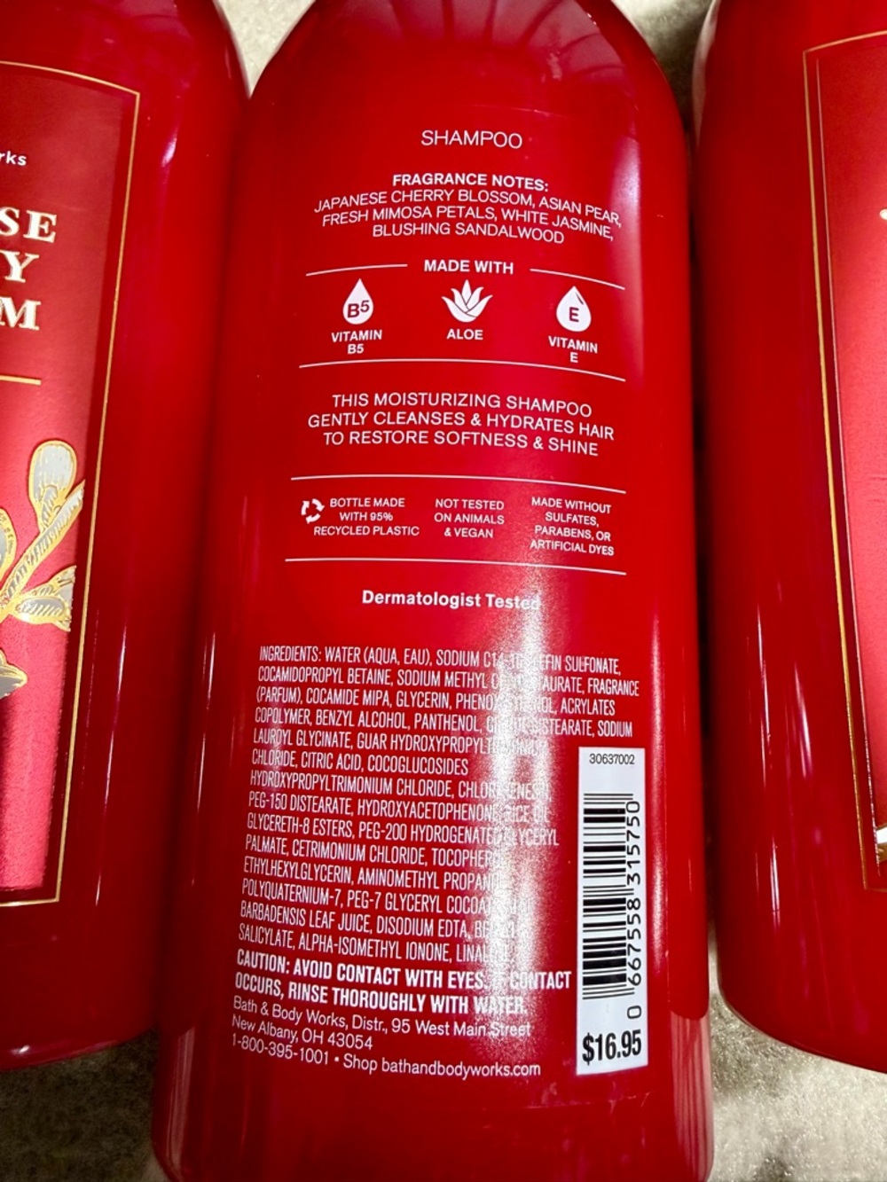 SET of 2 Bath & Body Works Japanese Cherry Blossom Shampoo bottles- Red - Picture 2 of 3